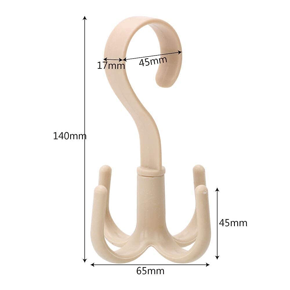 Jialto 4 Pcs Multi-Function 360 Degree Rotatable 4 Claw Hook Closet Hanging Organizer Hangers For Closet Organizer, 360 Degree R